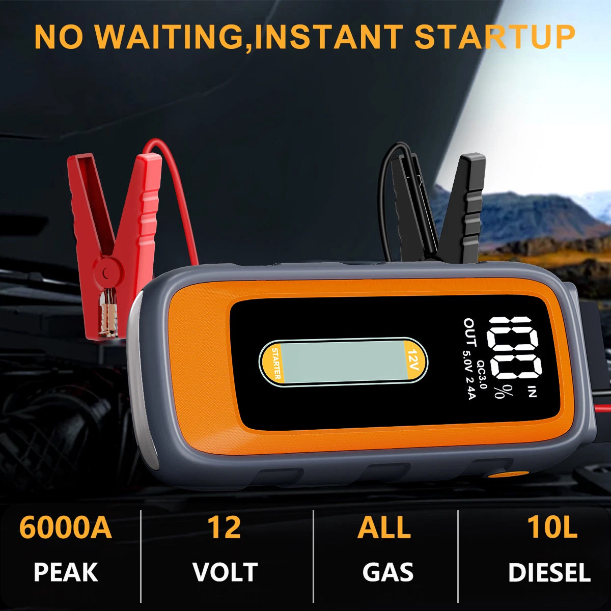 AbeTimux 6000A 25000mAh Portable Car Jump Starter and Power Bank